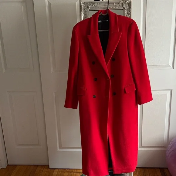 Zara Women's Vibrant Red Coat - Picture 1 of 6